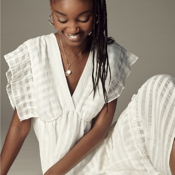 Anthropologie White V-Neck Dress size XL - Picture 3 of 10